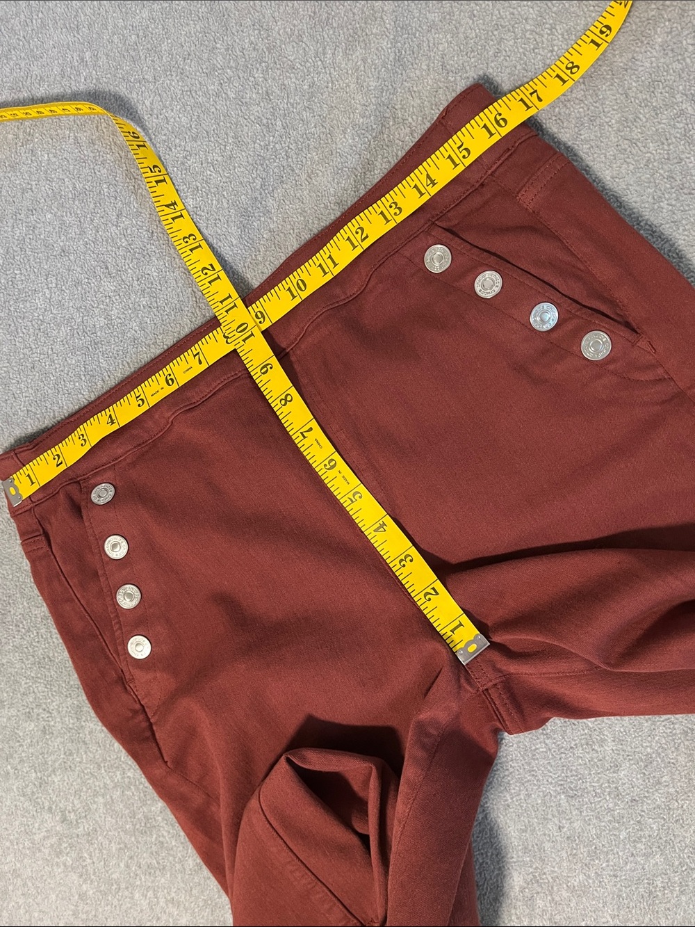 Chicos Wide Leg Ankle Pants 10 Sailor Nautical High Rise Brown Button Pullup - Picture 5 of 10